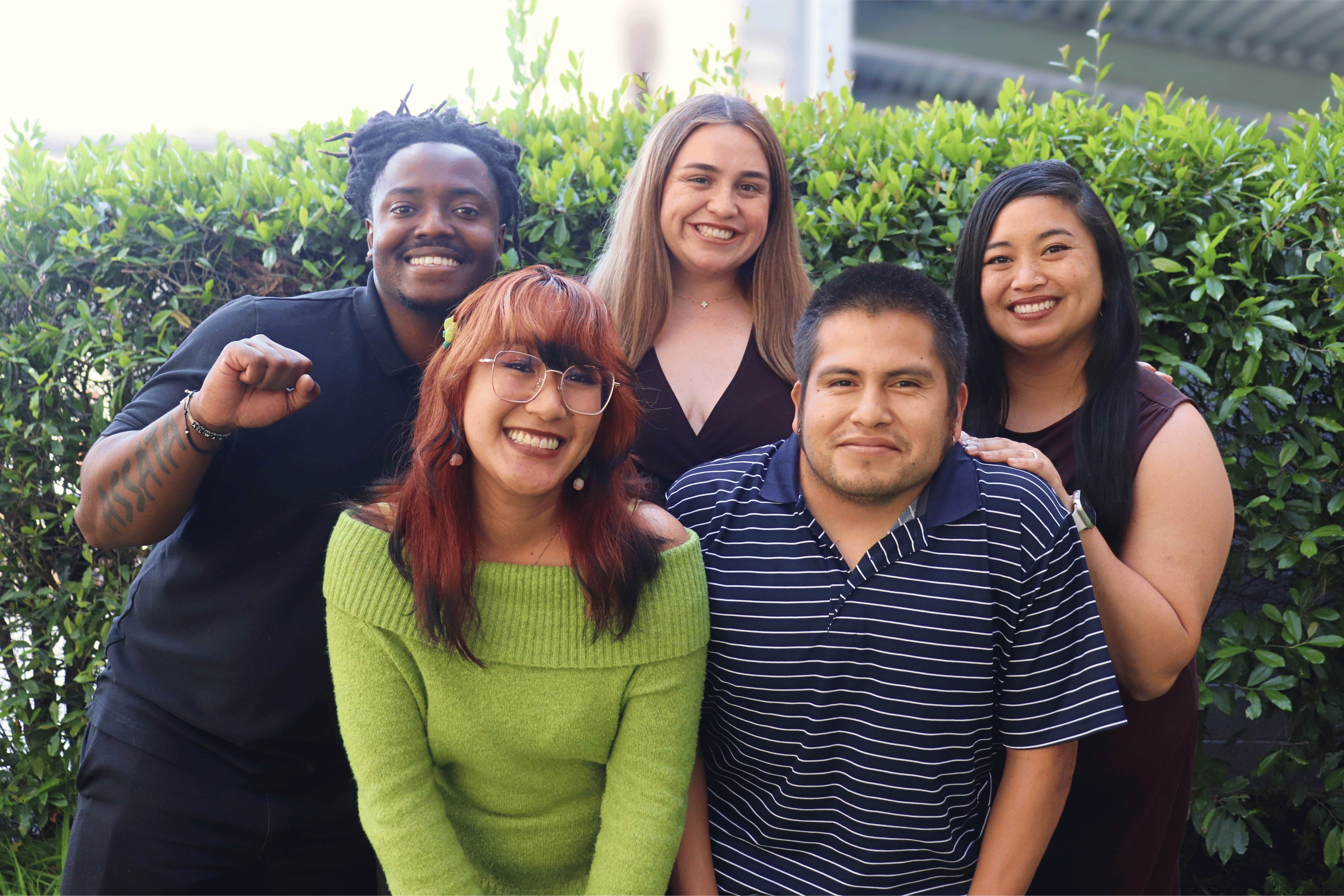 Photo of Summer Bridge Professional Staff. In Order from Left to Right: Andre, Van, Martha, Donnet and Bel.